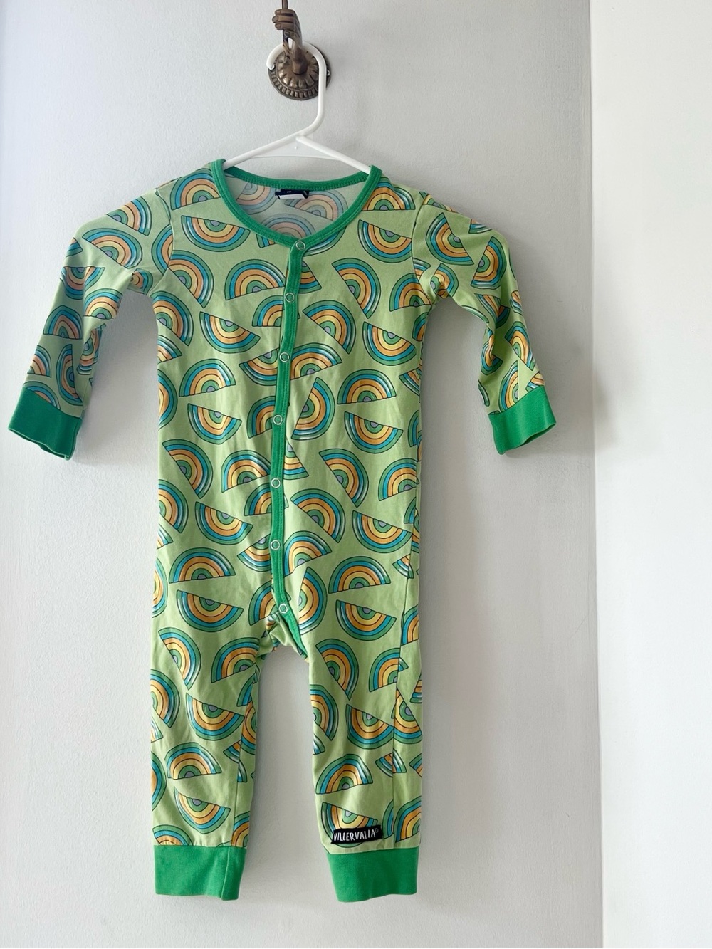 VillerValla Organic Green Snap Romper | 86 / 18-24m
